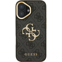 Guess 4G Metal Logo maskica s preklopnim stalkom za iPhone 16 - siva