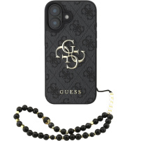 Guess 4G Metal Logo Strap maska s remenom za iPhone 16 - siva