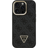 Guess 4G Strass Triangle Logo maska s preklopnim stalkom i MagSafe za iPhone 16 Pro Max - siva