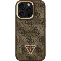 Guess 4G Strass Triangle Logo maska s preklopnim stalkom i MagSafe za iPhone 16 Pro Max - smeđa