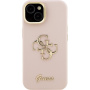 Guess Grained 4G Logo maska s preklopnim stalkom za iPhone 13 - ružičasta