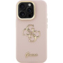 Guess Grained 4G Logo maska s preklopnim stalkom za iPhone 15 Pro - ružičasta