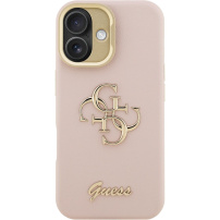 Guess Grained 4G Logo maska s preklopnim stalkom za iPhone 16 - ružičasta