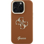 Guess Grained 4G Logo maska s preklopnim stalkom za iPhone 16 Pro - smeđa