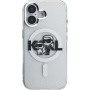 Karl Lagerfeld IML Glitter Karl and Choupette Sketch svjetlucava maska s MagSafe za iPhone 16 - srebrna
