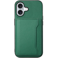Kožna maska s džepom za kartice za iPhone 17 - tamno zelena