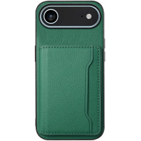 Kožna maska s džepom za kartice za iPhone Air - tamno zelena