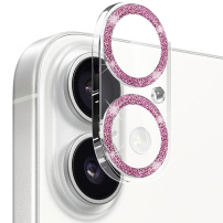 NORTHJO kaljeno staklo sa svjetlucavim okvirima za zaštitu leća kamere za iPhone 17 - ružičasto