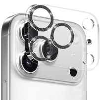 NORTHJO kaljeno staklo sa svjetlucavim okvirima za zaštitu leća kamere za iPhone 17 Pro Max - crno