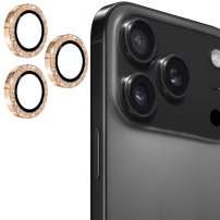 ENKAY stakla sa svjetlucavim okvirima za zaštitu leća stražnje kamere za iPhone 17 Pro / 17 Pro Max - zlatna