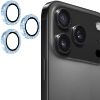 ENKAY stakla sa svjetlucavim okvirima za zaštitu leća stražnje kamere za iPhone 17 Pro / 17 Pro Max - svijetloplava