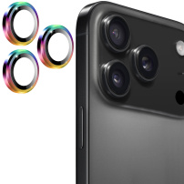 ENKAY kaljena stakla s metalnim okvirom za zaštitu leća stražnje kamere za iPhone 17 Pro / 17 Pro Max - duga