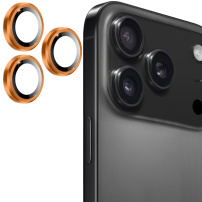 ENKAY kaljena stakla s metalnim okvirom za zaštitu leća stražnje kamere za iPhone 17 Pro / 17 Pro Max - narančasta