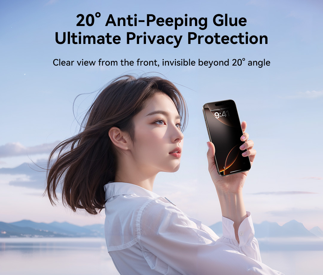 JOYROOM kaljeno 2.5D Anti-Spy staklo s crnim okvirom za iPhone 17 Pro