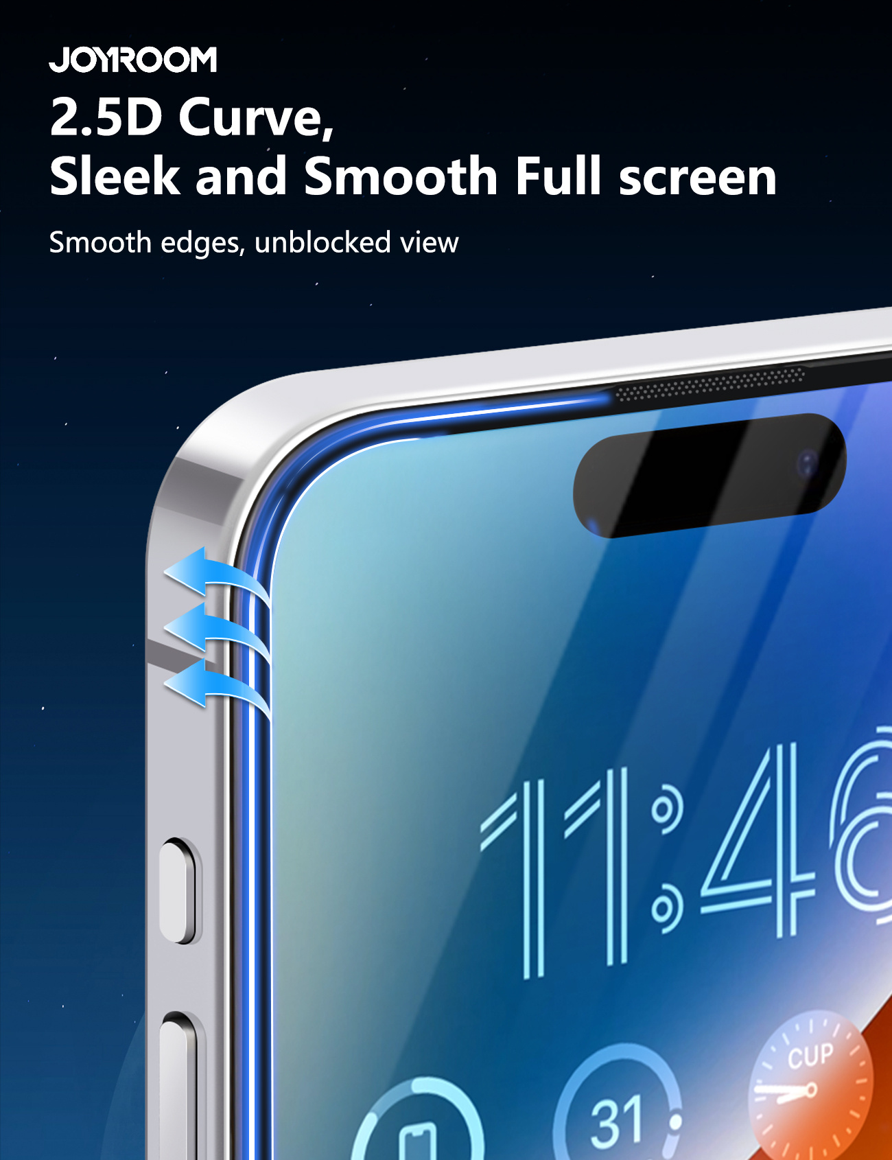 JOYROOM kaljeno 2.5D Anti-Spy staklo s crnim okvirom za iPhone 17 Pro