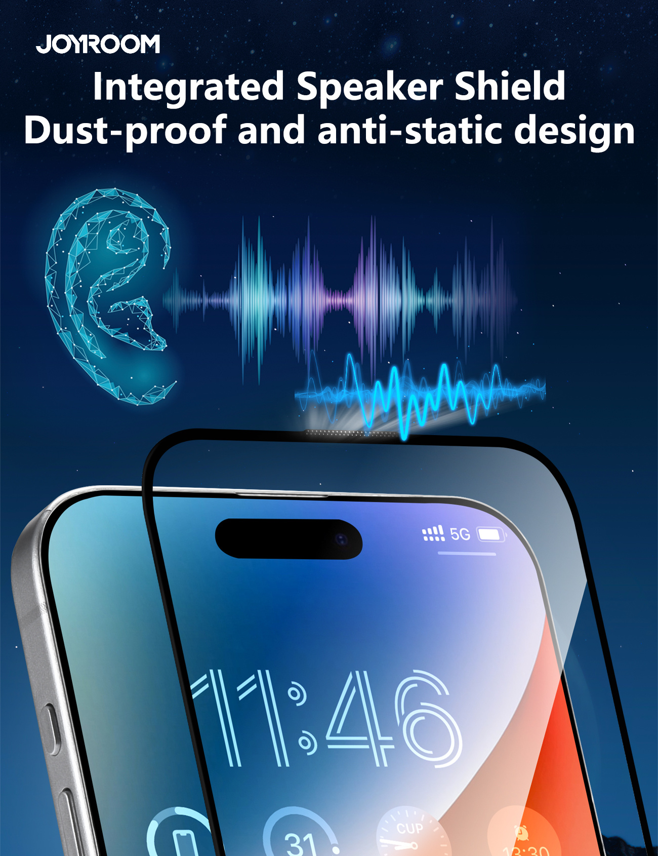 JOYROOM kaljeno 2.5D Anti-Spy staklo s crnim okvirom za iPhone 17 Pro