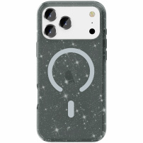 Prozirna maska sa šljokicama i MagSafe za iPhone 17 Pro - siva