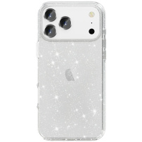 Prozirna maska sa šljokicama za iPhone 17 Pro - srebrna