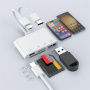 NK-104 Pro 4u1 reduktor s čitačem kartica - utor za SD / TF karticu / USB-C / USB-A na USB-C / Lightning - bijela