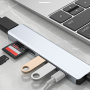 7-u-1 hub - utor za SD / TF karticu / HDMI / 2x USB-C / 2x USB-A na USB-C - sivi