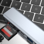 7-u-1 hub - utor za SD / TF karticu / HDMI / 2x USB-C / 2x USB-A na USB-C - sivi