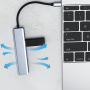 7-u-1 hub - utor za SD / TF karticu / HDMI / 2x USB-C / 2x USB-A na USB-C - sivi