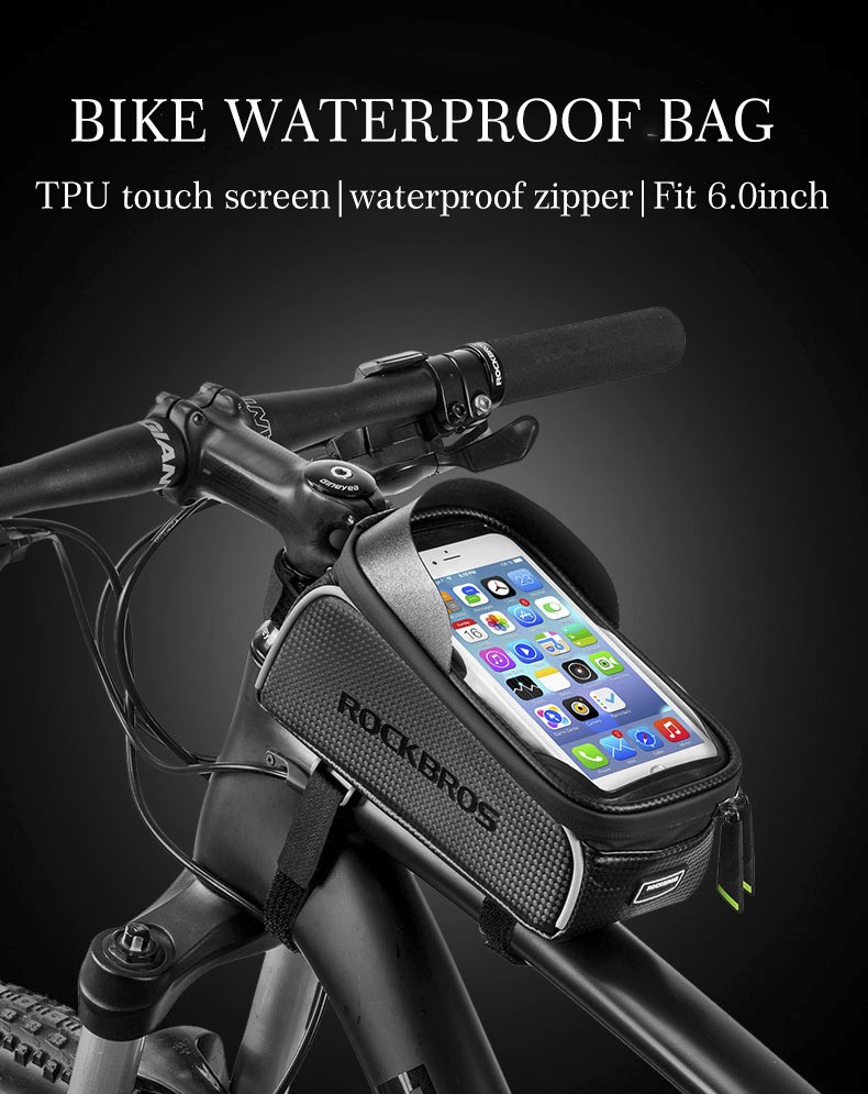 ROCKBROS 017-1 vodootporna torba za bicikl s prostorom za iPhone - crna