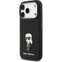 Karl Lagerfeld Metal Ikonik silikonska maska za iPhone 17 Pro - crna