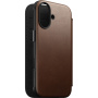 Nomad Modern Leather Folio flip maska s MagSafe za iPhone 17 - smeđa