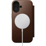 Nomad Modern Leather Folio flip maska s MagSafe za iPhone 17 - smeđa