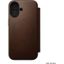 Nomad Modern Leather Folio flip maska s MagSafe za iPhone 17 - smeđa