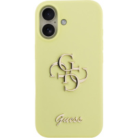 Guess 4G Metal Logo silikonska maska za iPhone 17 - neonsko žuta