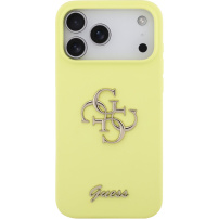 Guess 4G Metal Logo silikonska maska za iPhone 17 Pro Max - neonski žuta