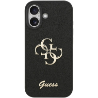 Guess Fixed Glitter 4G Metal Logo svjetlucava maska za iPhone 17 - crna