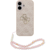 Guess 4G Metal Logo Strap maska s remenom za iPhone 17 - ružičasta
