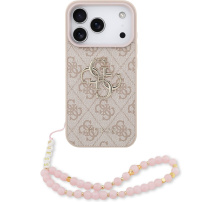 Guess 4G Metal Logo Strap maska s remenom za iPhone 17 Pro - ružičasta