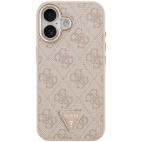 Guess 4G Triangle Logo Gold Frame maska s MagSafe za iPhone 17 - ružičasta