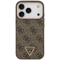 Guess 4G Triangle Logo Gold Frame maska s MagSafe za iPhone 17 Pro Max - smeđa