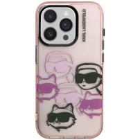 Karl Lagerfeld IML Multi K&CH Heads maskica za iPhone 15 Pro - roza