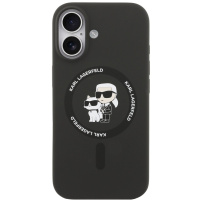 Karl Lagerfeld Karl and Choupette silikonska maska s MagSafe za iPhone 17 - crna