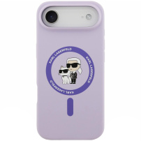 Karl Lagerfeld Karl and Choupette silikonska maska s MagSafe za iPhone Air - ljubičasta