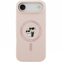 Karl Lagerfeld Karl and Choupette silikonska maska s MagSafe za iPhone Air - roza