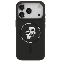 Karl Lagerfeld Karl and Choupette silikonska maska s MagSafe za iPhone 17 Pro Max - crna