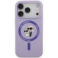 Karl Lagerfeld Karl and Choupette silikonska maska s MagSafe za iPhone 17 Pro Max - ljubičasta