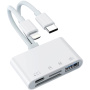 NK-104 Pro 4u1 reduktor s čitačem kartica - utor za SD / TF karticu / USB-C / USB-A na USB-C / Lightning - bijela