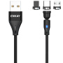 ENKAY 3u1 kabel za punjenje i prijenos podataka sa zamjenjivim magnetskim konektorima - USB-A na USB-C / Lightning / micro USB - 1 m - crni