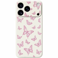 Zaštitna maska s uzorkom leptira za iPhone 17 Pro - bež