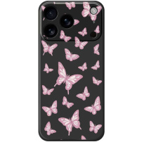Zaštitna maska s uzorkom leptira za iPhone 17 Pro - crna