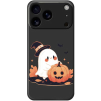 Zaštitna maska s uzorkom duha s bundevom za iPhone 17 Pro Max - crna