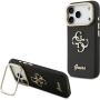 Guess Grained 4G Logo maska s preklopnim stalkom za iPhone 17 Pro - crna